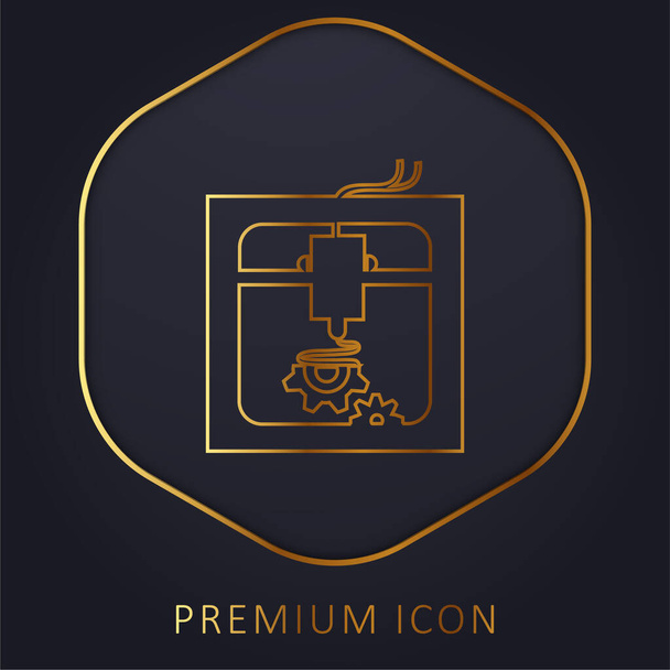 3d configuración de la impresora Símbolo de interfaz línea de oro logotipo premium o icono - Vector, imagen