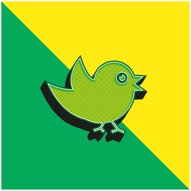 Pájaro De Plumas Negras Verde y amarillo moderno vector 3d icono del logotipo - Vector, Imagen