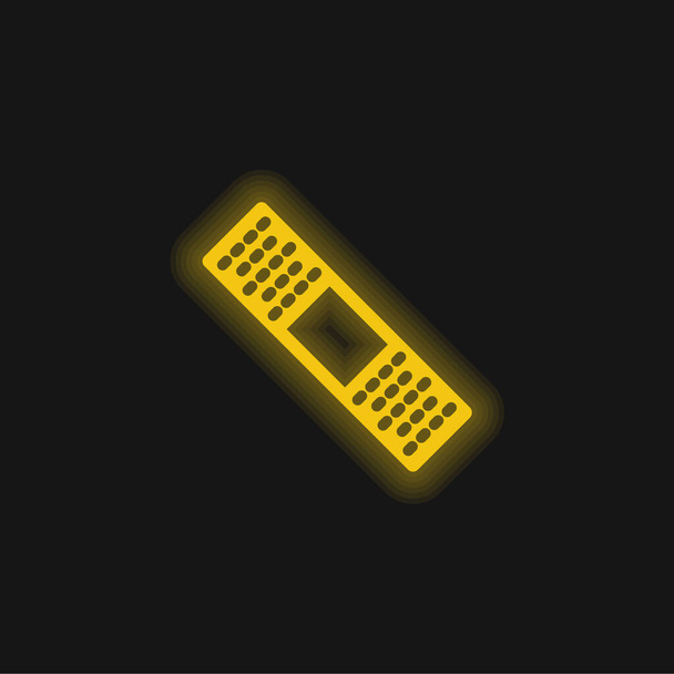 Ícone de néon brilhante amarelo Band Aid - Vetor, Imagem