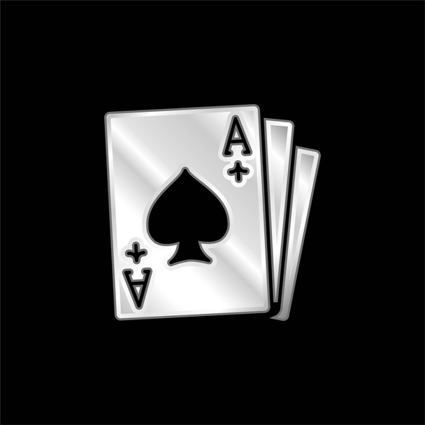 Ace Of Spades postříbřená kovová ikona - Vektor, obrázek