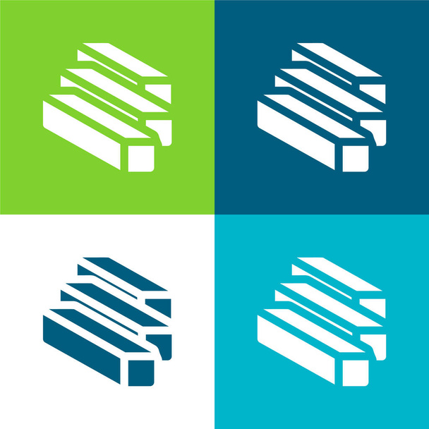 Sugár lapos négy szín minimális ikon készlet - Vektor, kép