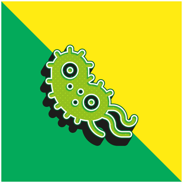 Baktériumok Zöld és sárga modern 3D vektor ikon logó - Vektor, kép