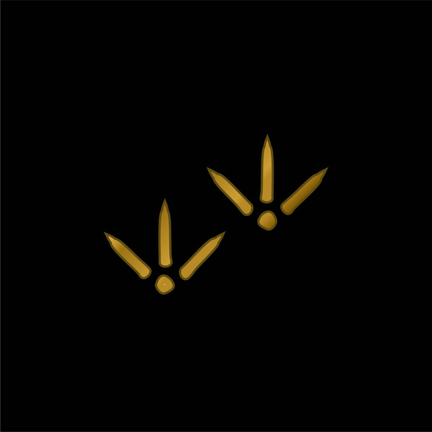 Bird Prints gold plated metalic icon or logo vector - Vector, Image