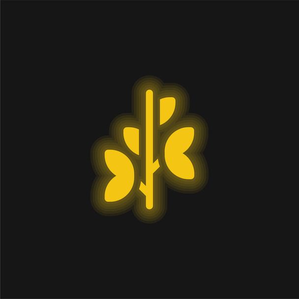 Branch yellow glowing neon icon - Vector, Image