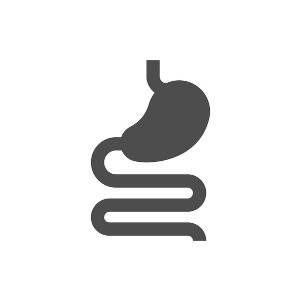 Icono del glifo del sistema digestivo humano aislado en blanco - Vector, imagen