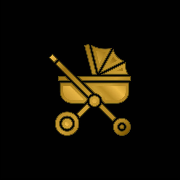 Baby Stroller kullattu metallinen kuvake tai logo vektori - Vektori, kuva