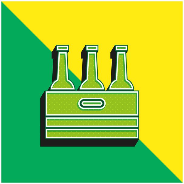 Bier Groen en geel modern 3D vector icoon logo - Vector, afbeelding