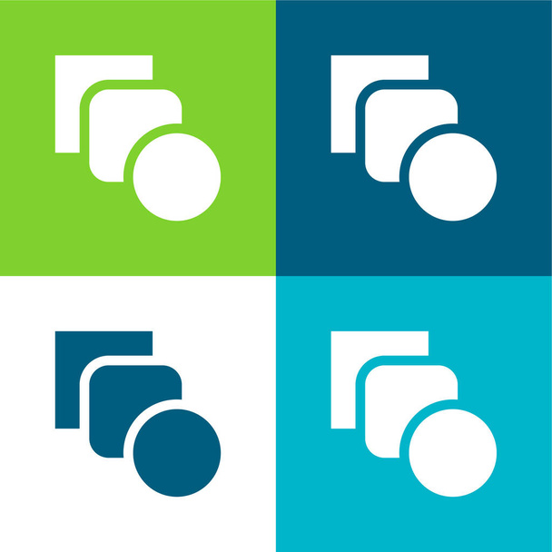 Ferramenta de mistura Conjunto de ícones mínimos de quatro cores plano - Vetor, Imagem
