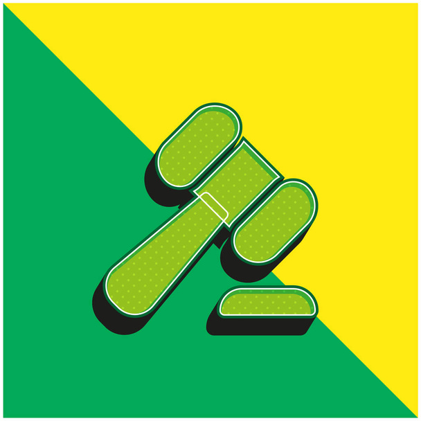 オークショングリーンと黄色の現代的な3Dベクトルアイコンのロゴ - ベクター画像