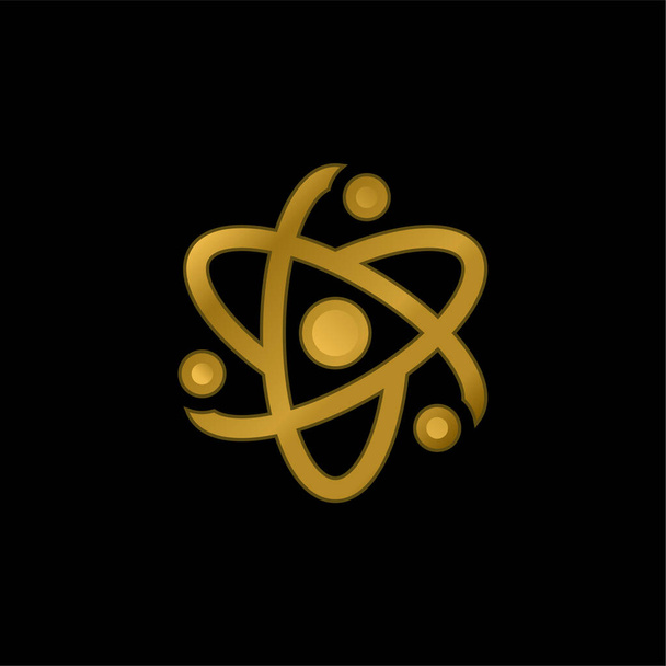 Atom vergulde metalic icoon of logo vector - Vector, afbeelding