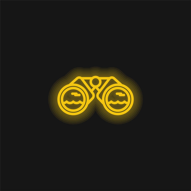 Binocoulars κίτρινο λαμπερό νέον εικονίδιο - Διάνυσμα, εικόνα