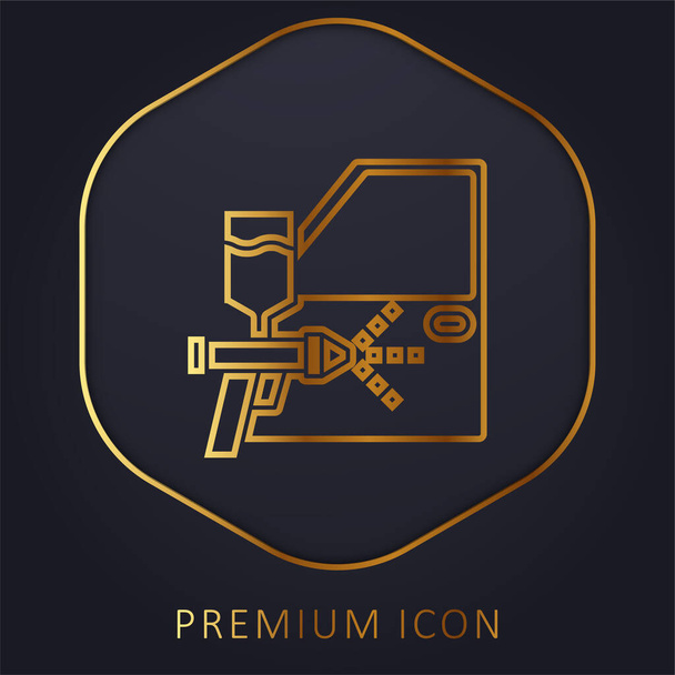 Hava fırçası altın çizgi premium logo veya simge - Vektör, Görsel