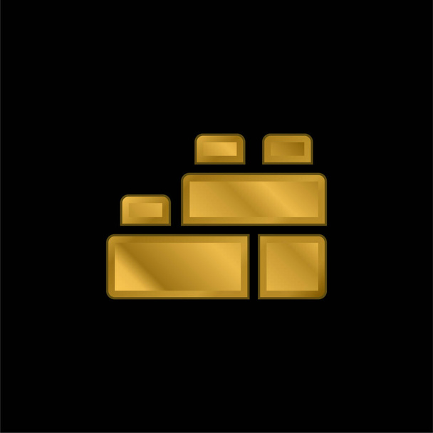 Blocks gold plated metalic icon or logo vector - Vector, Image