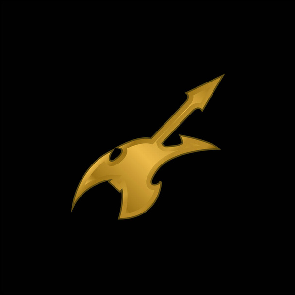 Streszczenie Kształt gitara elektryczna złoty metaliczny ikona lub wektor logo - Wektor, obraz