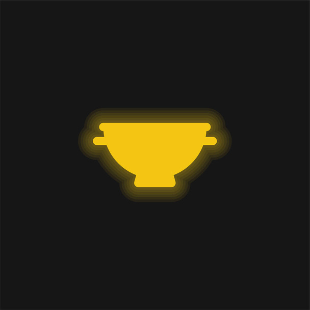 Big Bowl yellow glowing neon icon - Vector, Image