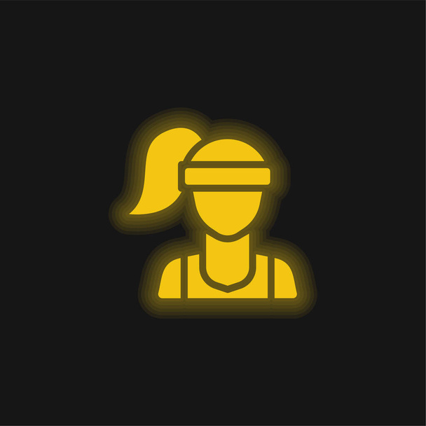 Atleet geel gloeiende neon pictogram - Vector, afbeelding