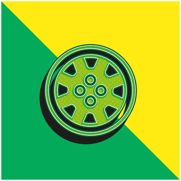 Felgi aluminiowe Zielone i żółte nowoczesne logo wektora 3d - Wektor, obraz
