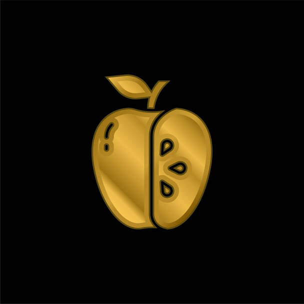 Apple gold plated metalic icon or logo vector - Vector, Image