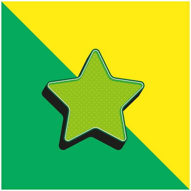 Black Star Silhouette Groen en geel modern 3D vector icoon logo - Vector, afbeelding