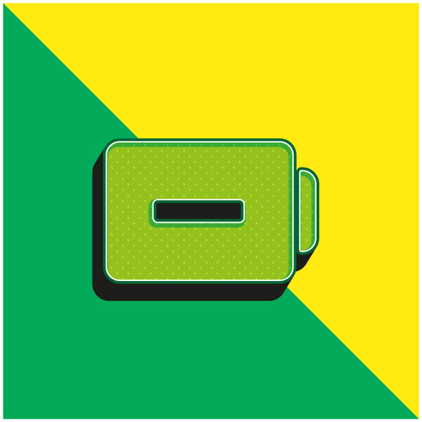 マイナスサイングリーンと黄色のモダンな3Dベクトルアイコンのロゴとバッテリー - ベクター画像