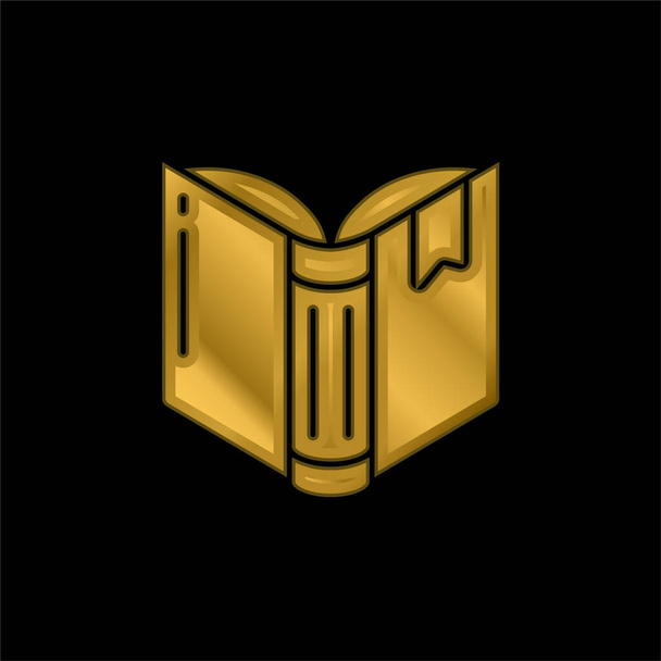 Libro chapado en oro icono metálico o logo vector - Vector, imagen