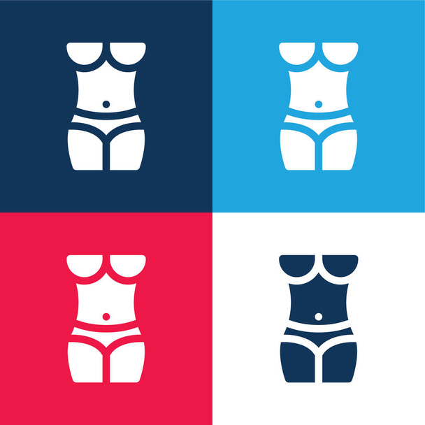 Cuerpo azul y rojo de cuatro colores mínimo icono conjunto - Vector, imagen