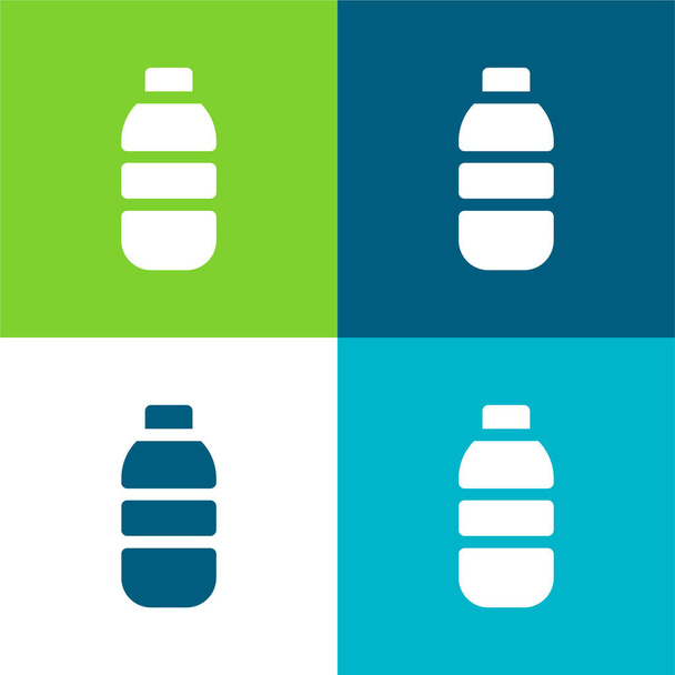 Botella plana de cuatro colores icono mínimo conjunto - Vector, imagen