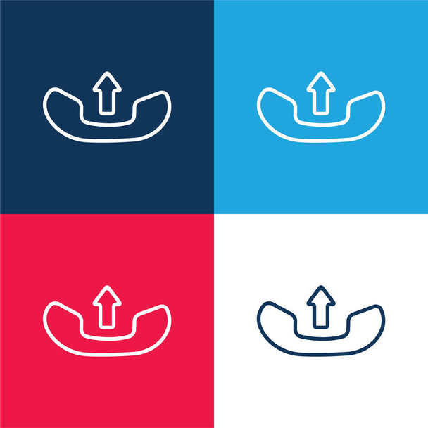 Responder A Chamada azul e vermelho quatro cores conjunto de ícones mínimos - Vetor, Imagem