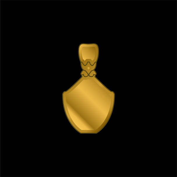 Kształt butelki złoty metaliczny ikona lub wektor logo - Wektor, obraz