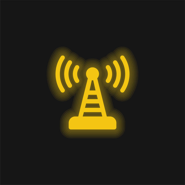 Antena amarillo brillante icono de neón - Vector, imagen