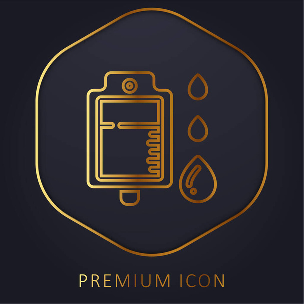 Blood Bag golden line premium logo or icon - Vector, Image