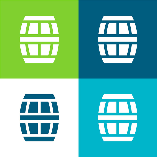 Barrel Flat čtyři barvy minimální ikona nastavena - Vektor, obrázek