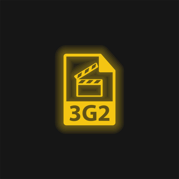 3g2ファイル形式シンボル黄色の輝くネオンアイコン - ベクター画像