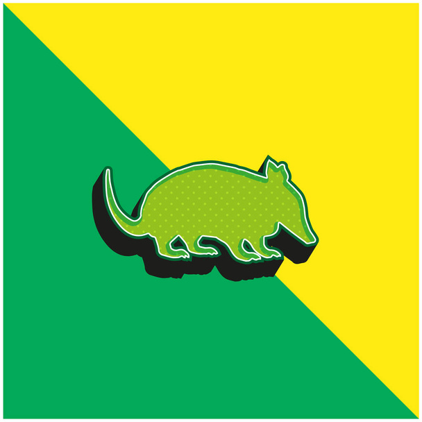 アリ食べる形緑と黄色の現代的な3Dベクトルのアイコンのロゴ - ベクター画像
