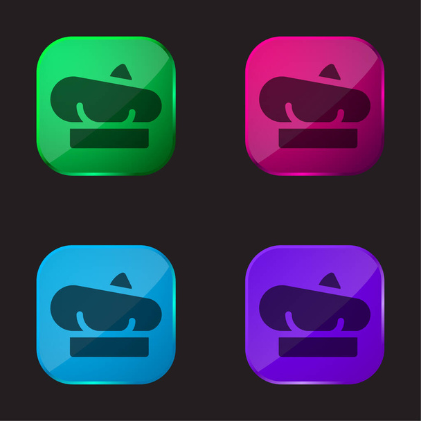 Baret čtyři barvy skleněné tlačítko ikona - Vektor, obrázek