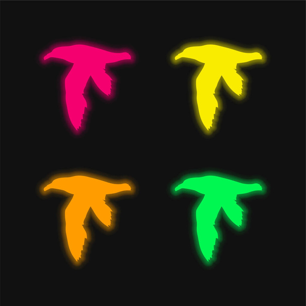 Bird Petrel Shape vier kleuren gloeiende neon vector icoon - Vector, afbeelding