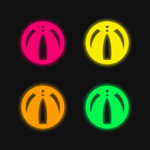 Пляжный шар четыре цвета светящийся неоновый вектор значок - Вектор,изображение