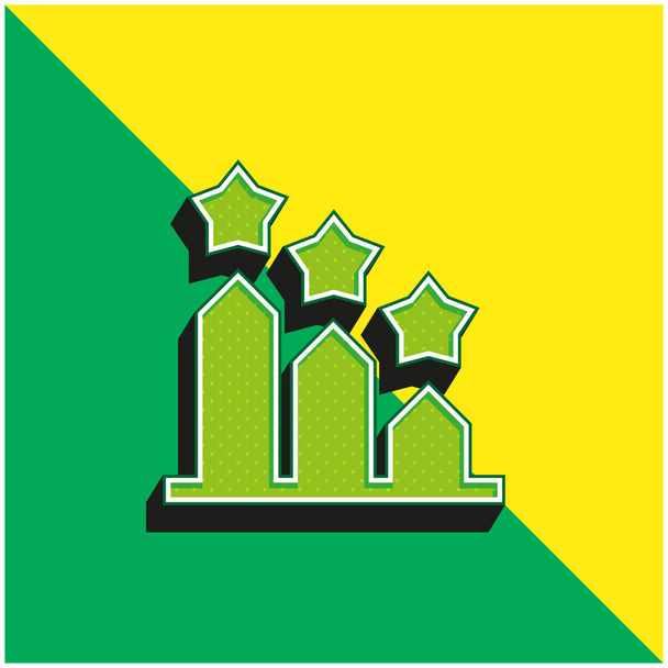 Bar Graph Vihreä ja keltainen moderni 3d vektori kuvake logo - Vektori, kuva