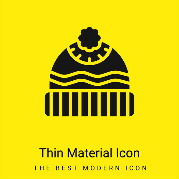 Beanie minimal bright yellow material icon - Vector, Image