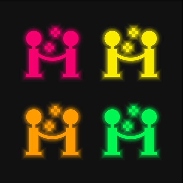 Barrera de cuatro colores brillante icono de vectores de neón - Vector, imagen