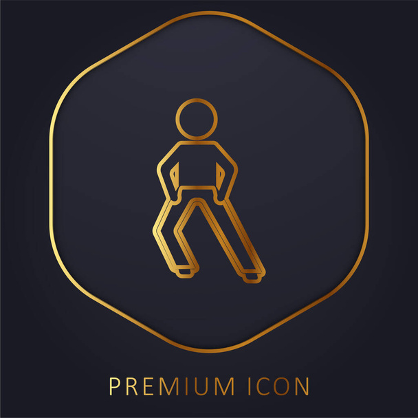 Boy Stretching Legs logotipo premium de línea dorada o icono - Vector, imagen