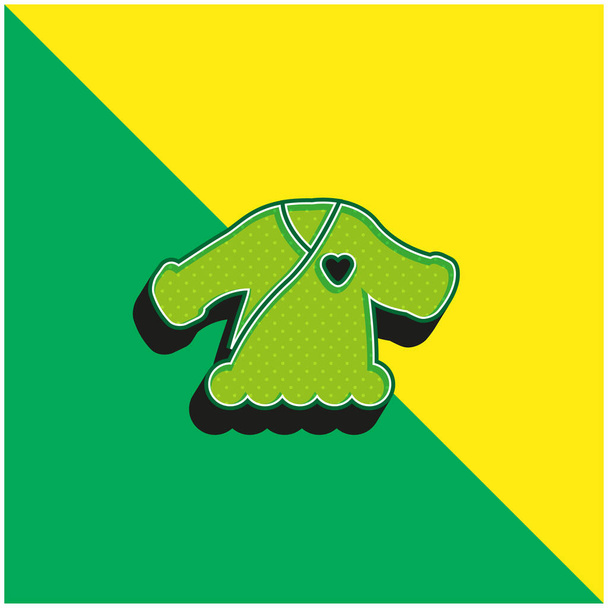 Top feminino do bebê com forma de coração verde e amarelo moderno logotipo do ícone do vetor 3d - Vetor, Imagem