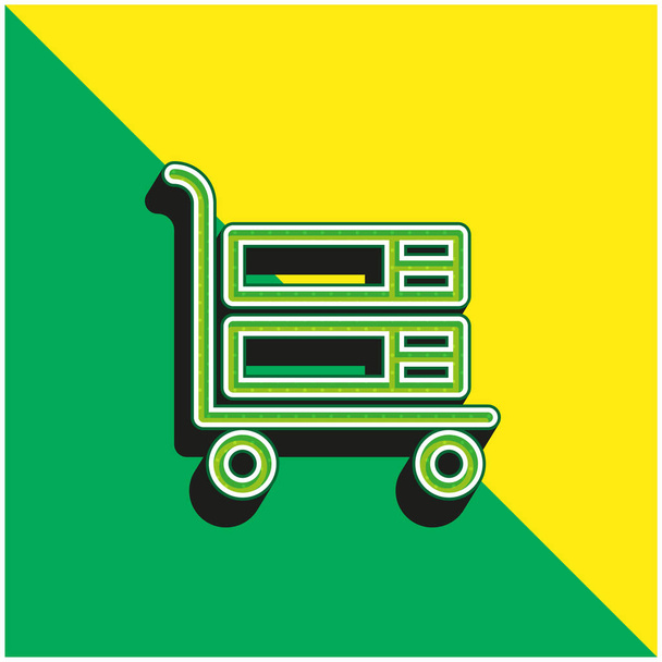 Grand panier Logo vectoriel 3d moderne vert et jaune - Vecteur, image