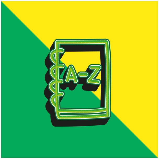 アドレス帳の手描きの概要緑と黄色の現代的な3Dベクトルのアイコンのロゴ - ベクター画像