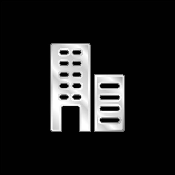 Apartamentos plateado icono metálico - Vector, imagen