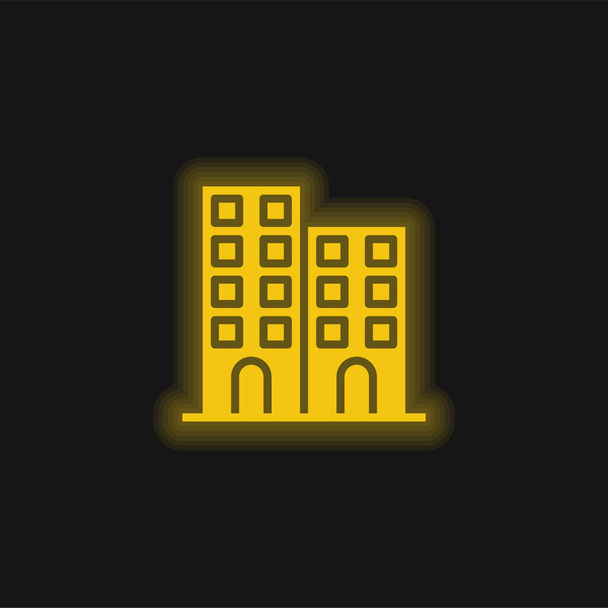 建築黄色の輝くネオンアイコン - ベクター画像