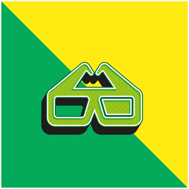 3d Γυαλιά Πράσινο και κίτρινο σύγχρονο 3d διάνυσμα εικονίδιο λογότυπο - Διάνυσμα, εικόνα