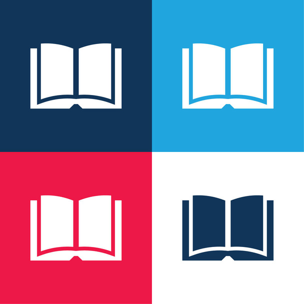 Книга синий и красный четыре цвета минимальный набор значков - Вектор,изображение