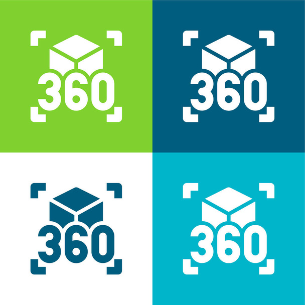 360 graden Vlak vier kleuren minimale pictogram set - Vector, afbeelding
