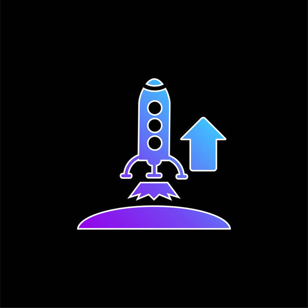Cohete ascendente azul gradiente icono de vector - Vector, Imagen